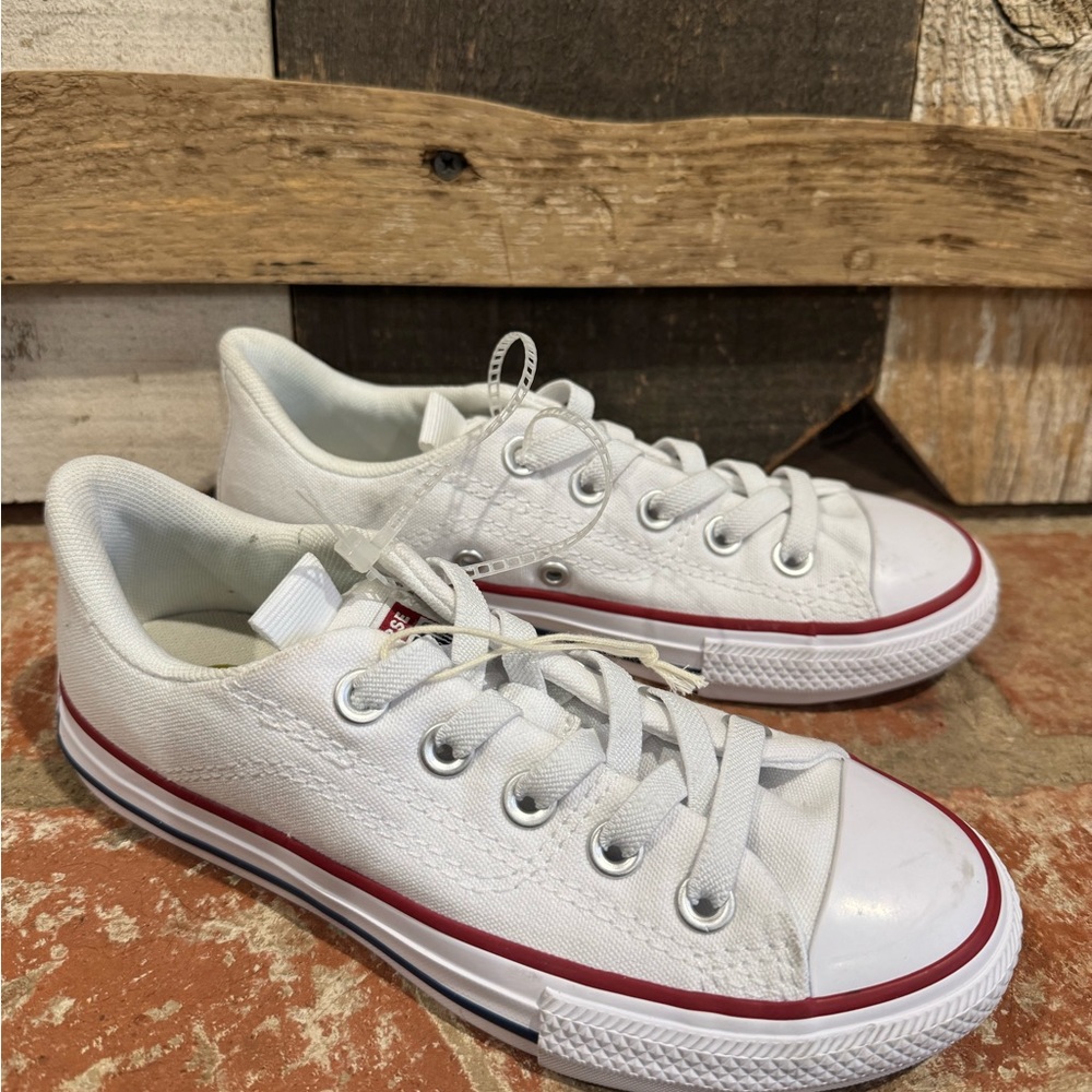 Converse White Kids Sneakers with Red Accents